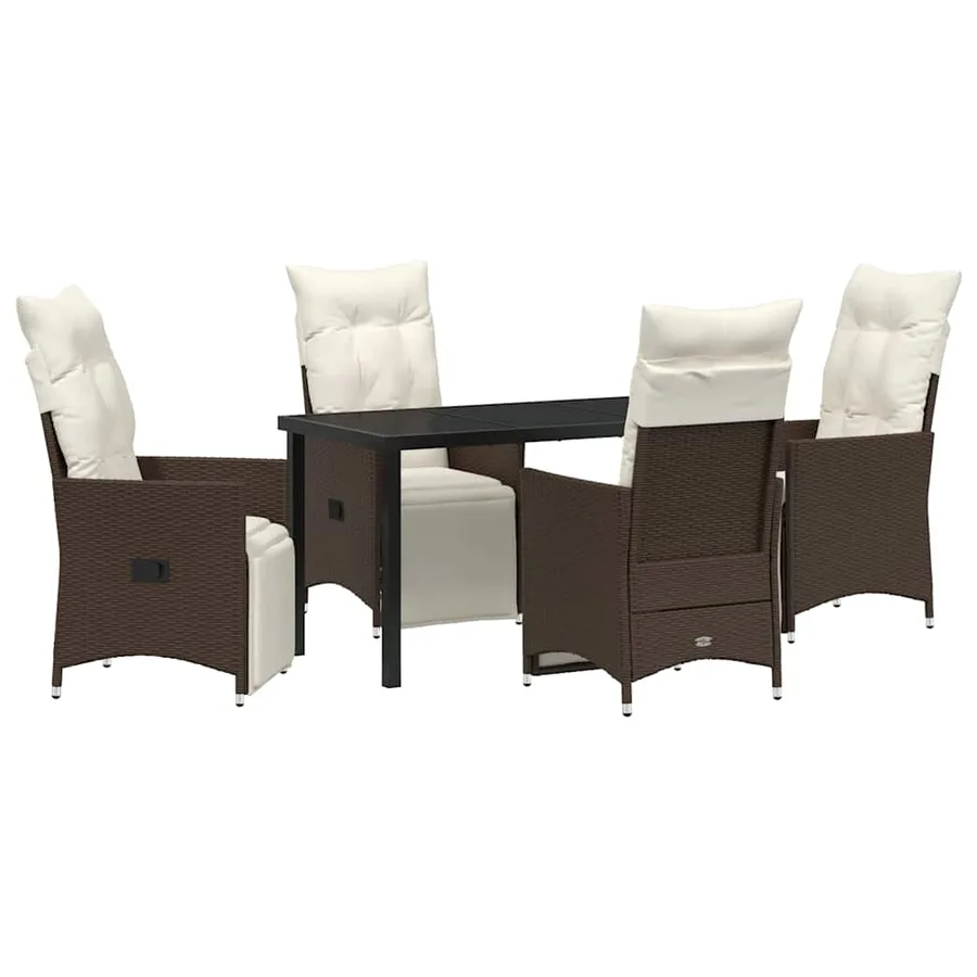 Ensemble de salle à manger pour jardin 5 pcs Marron polyrotin - 2