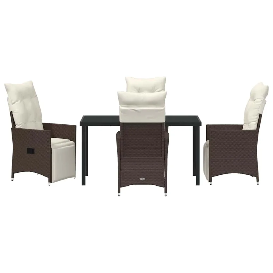 Ensemble de salle à manger pour jardin 5 pcs Marron polyrotin - 7
