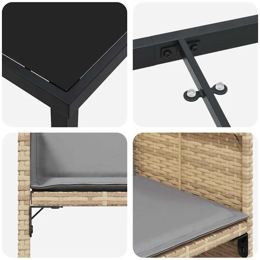 Ensemble de salle à manger pour jardin 9 pcs Beige polyrotin - 9