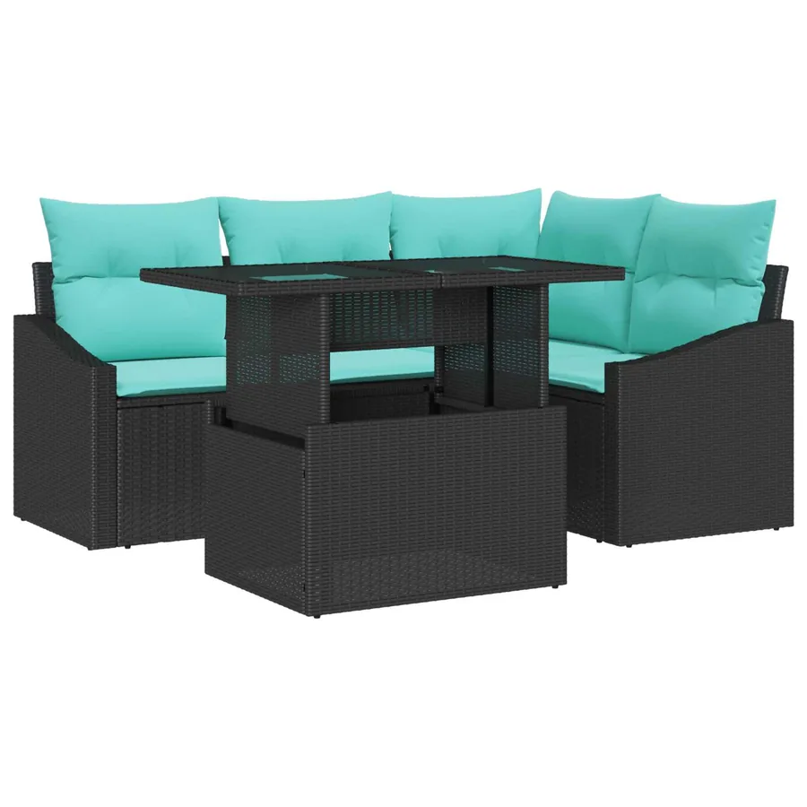 Ensemble de canapé de jardin avec coussin 6 pcs Noir et crème