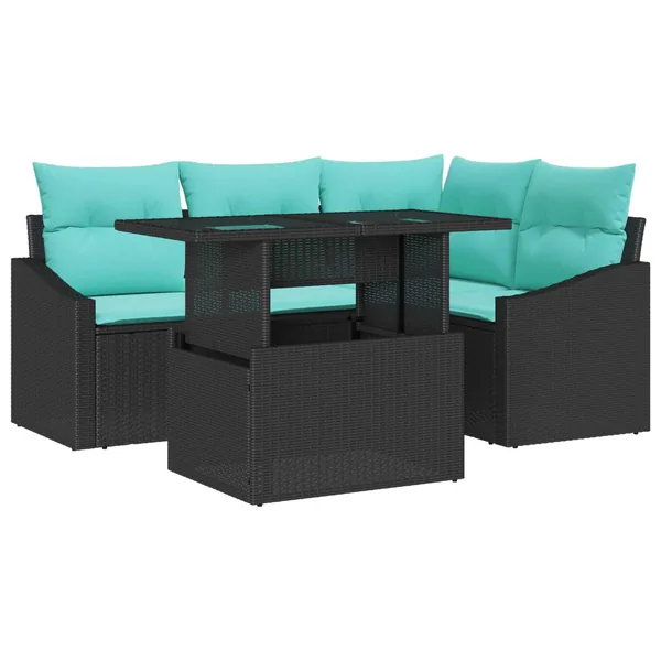 Ensemble de canapé de jardin avec coussin 6 pcs Noir et crème