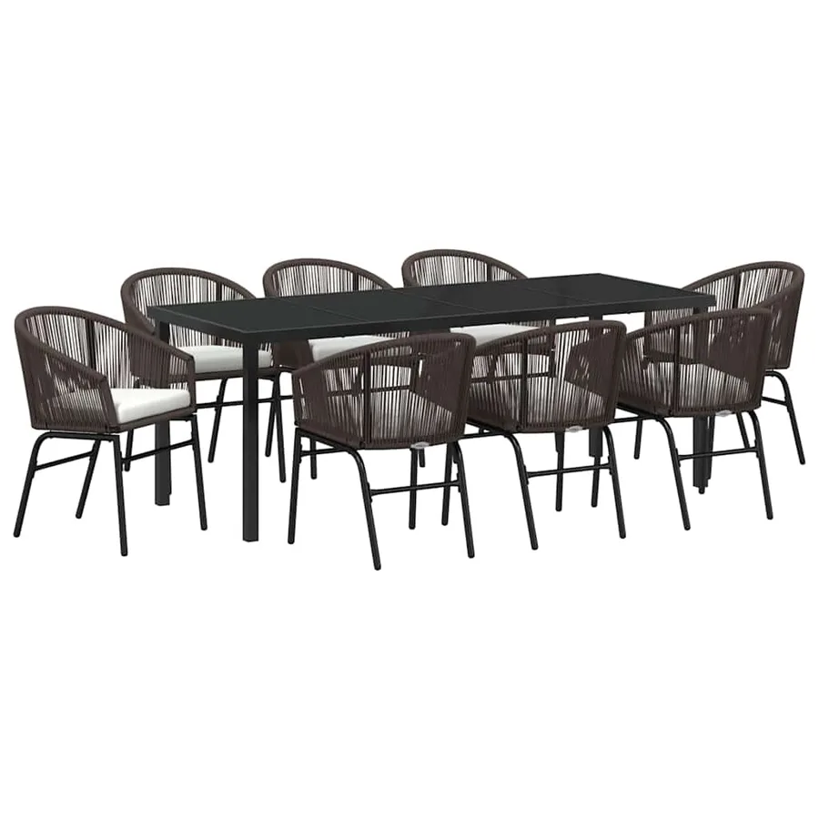 Ensemble de salle à manger pour jardin 9 pcs Marron - 2