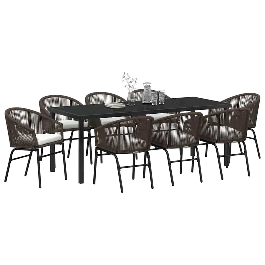 Ensemble de salle à manger pour jardin 9 pcs Marron - 3
