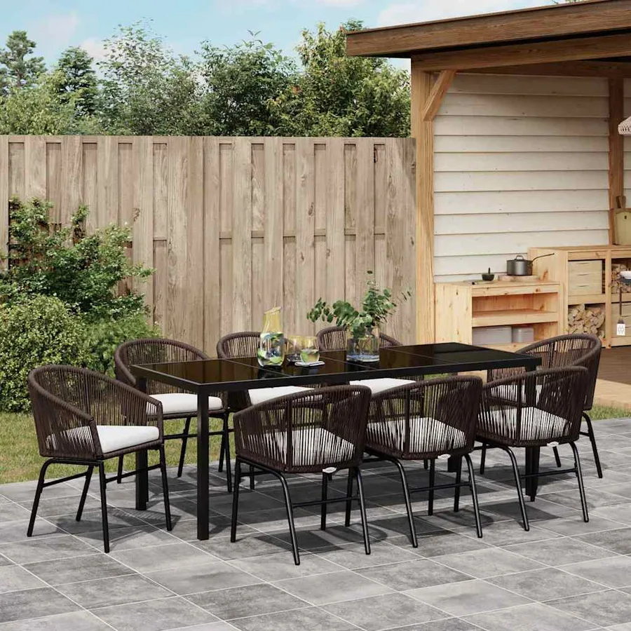 Ensemble de salle à manger pour jardin 9 pcs Marron - 4