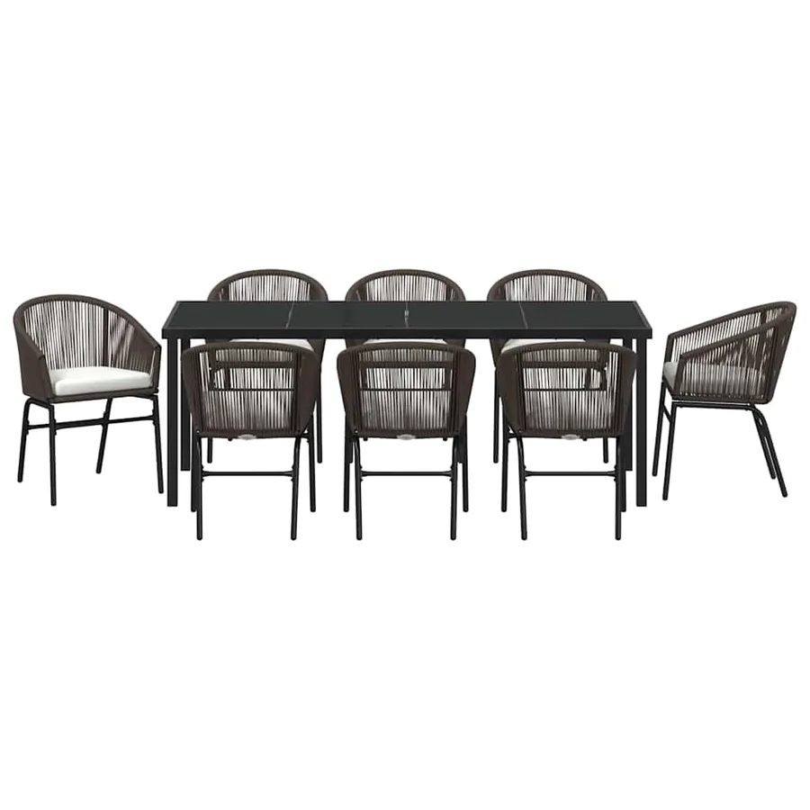 Ensemble de salle à manger pour jardin 9 pcs Marron - 7