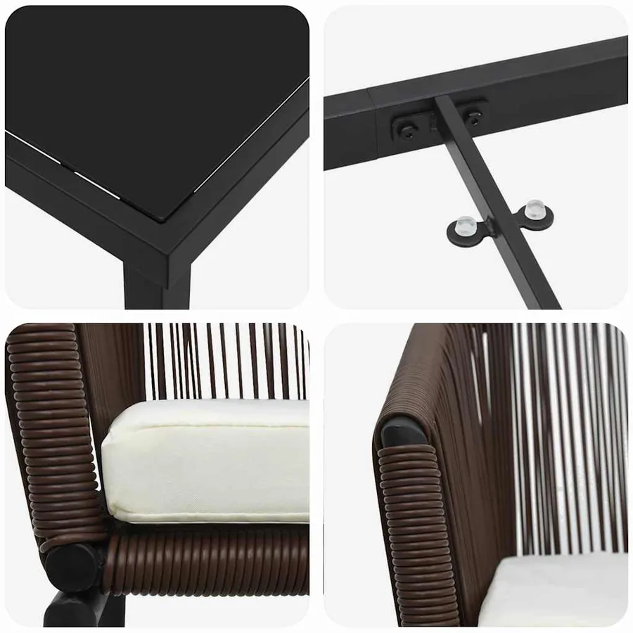 Ensemble de salle à manger pour jardin 9 pcs Marron - 9