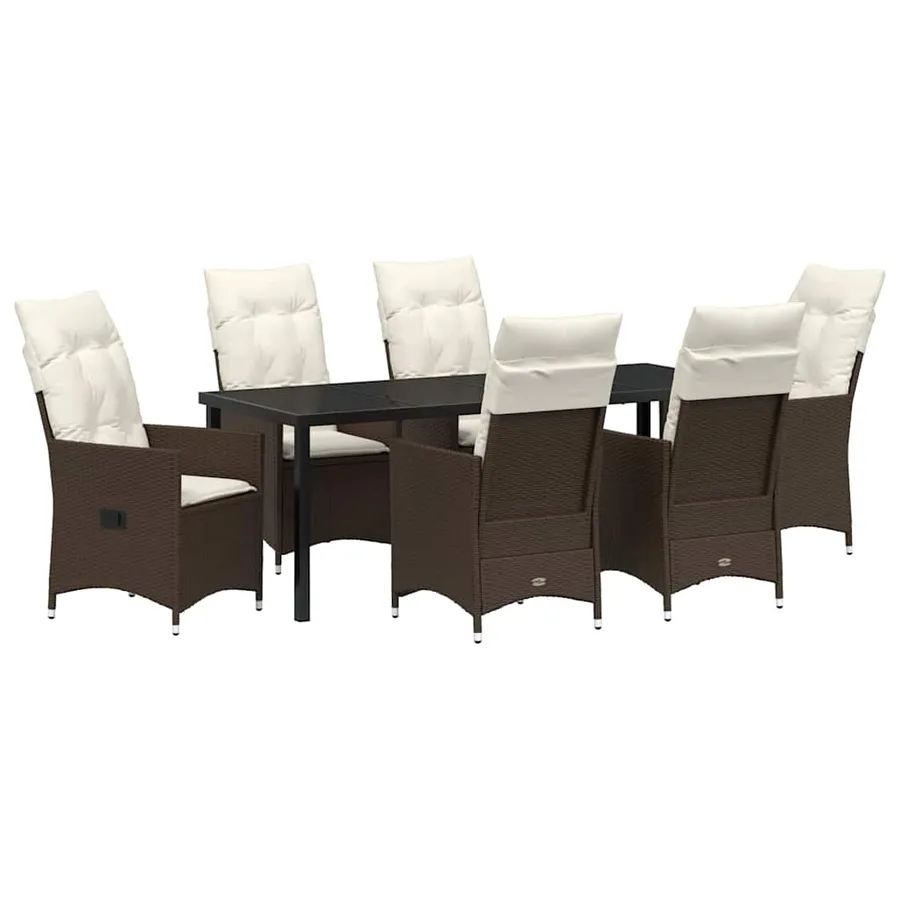 Ensemble de salle à manger pour jardin 7 pcs Marron polyrotin - 2