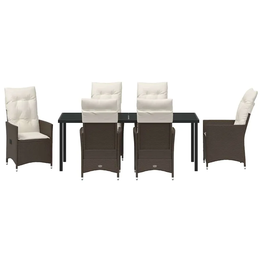 Ensemble de salle à manger pour jardin 7 pcs Marron polyrotin - 7