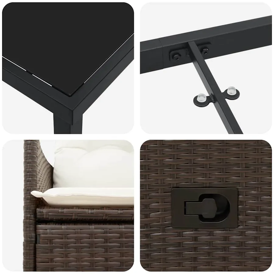 Ensemble de salle à manger pour jardin 7 pcs Marron polyrotin - 9