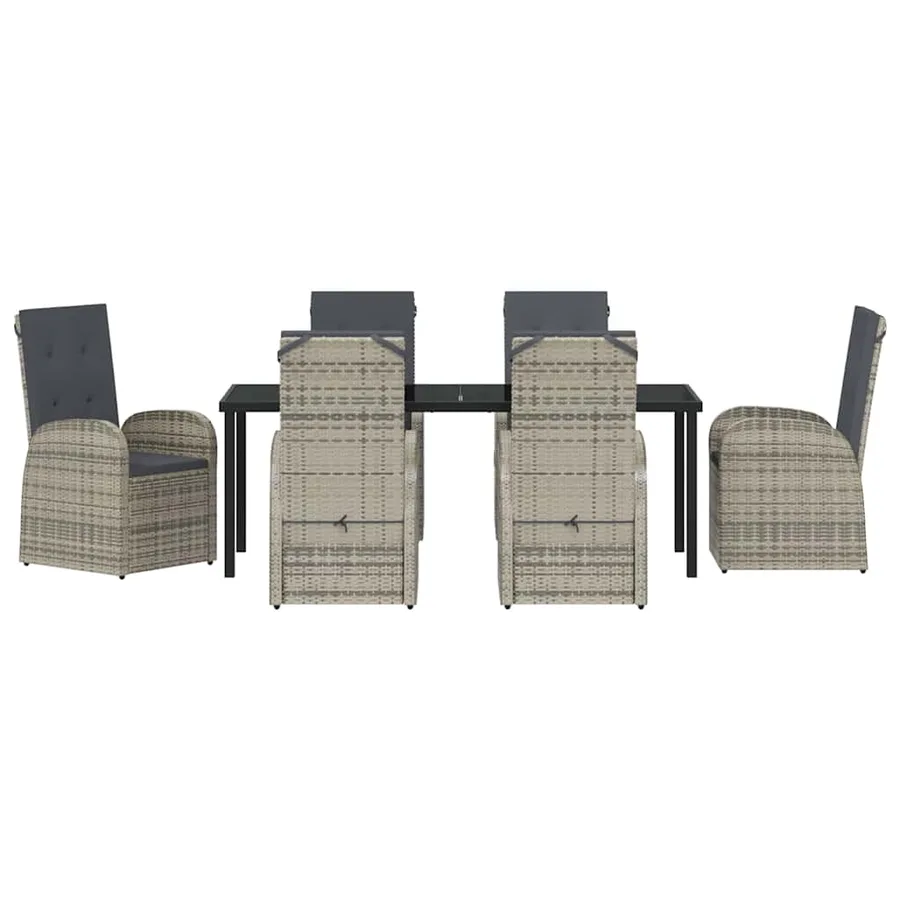Ensemble de salle à manger pour jardin 7 pcs Gris polyrotin - 7