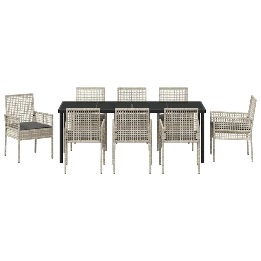 Ensemble de salle à manger pour jardin 9 pcs Gris clair - 7
