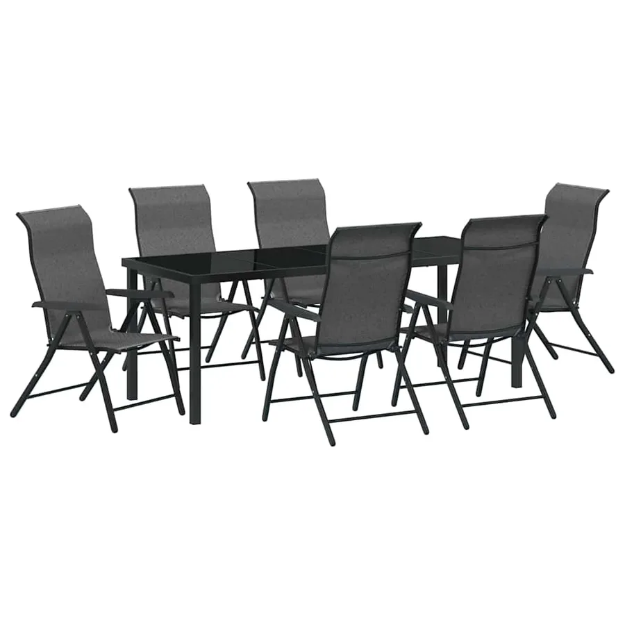 Ensemble de salle à manger pour jardin 7 pcs Gris - 2