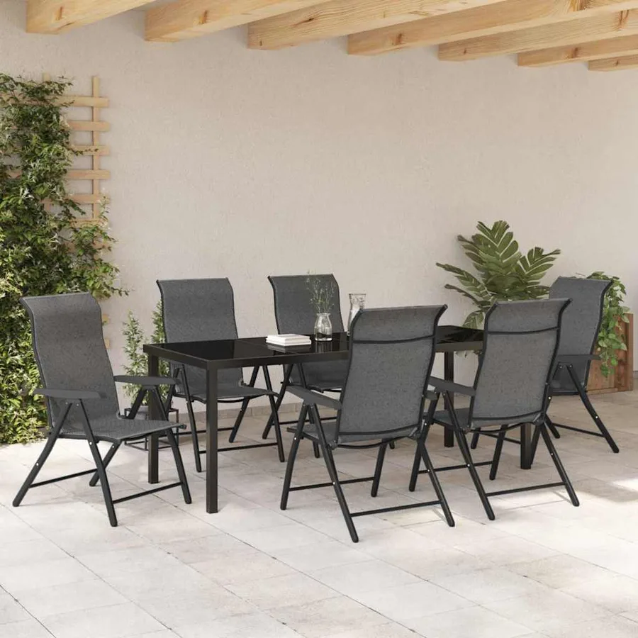 Ensemble de salle à manger pour jardin 7 pcs Gris - 4