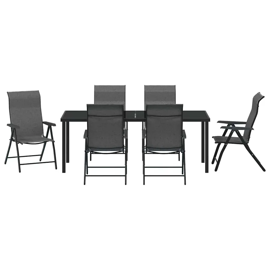 Ensemble de salle à manger pour jardin 7 pcs Gris - 7