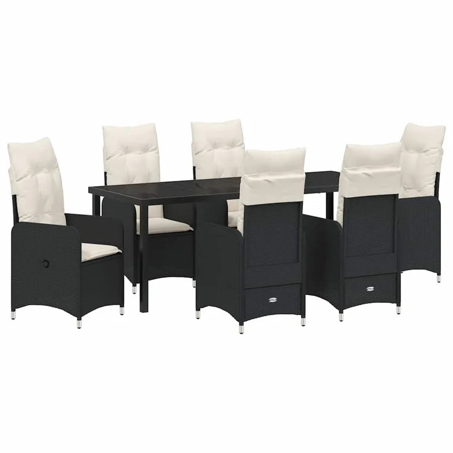 Ensemble de salle à manger pour jardin 7 pcs Noir polyrotin - 2