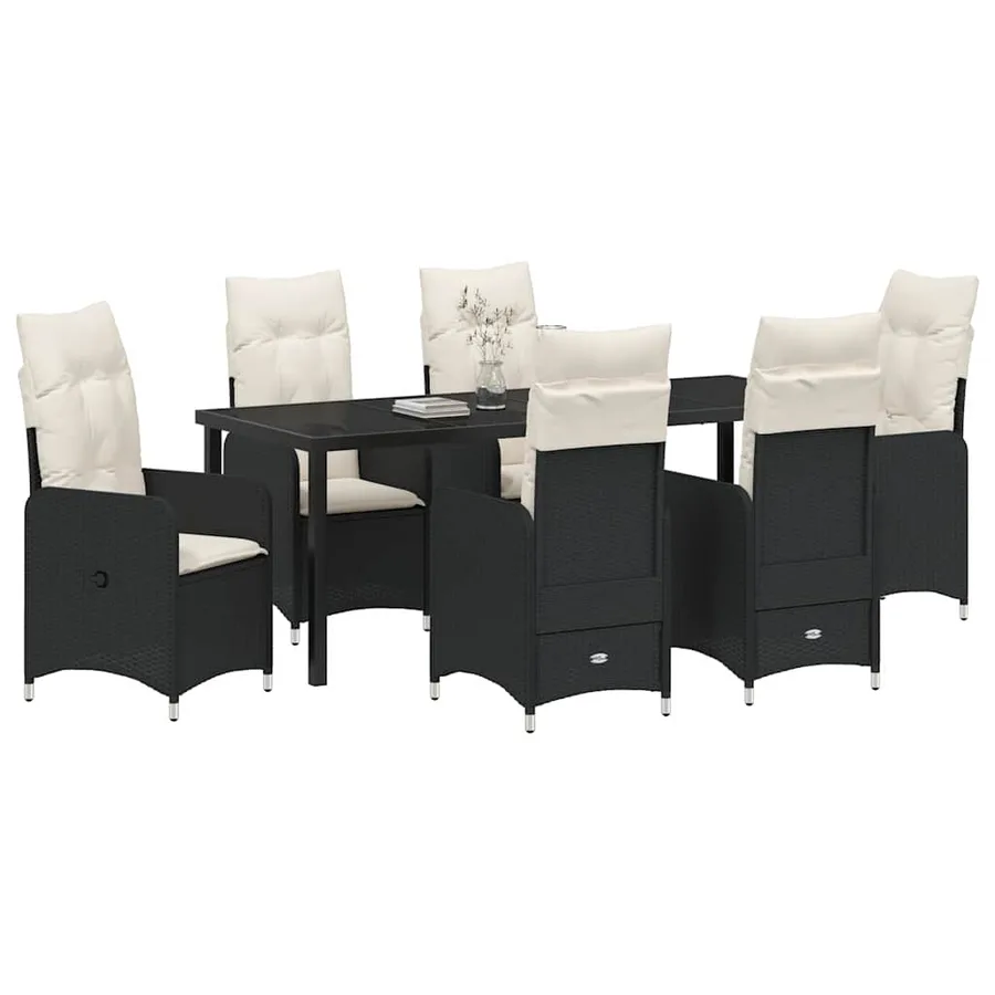 Ensemble de salle à manger pour jardin 7 pcs Noir polyrotin - 3