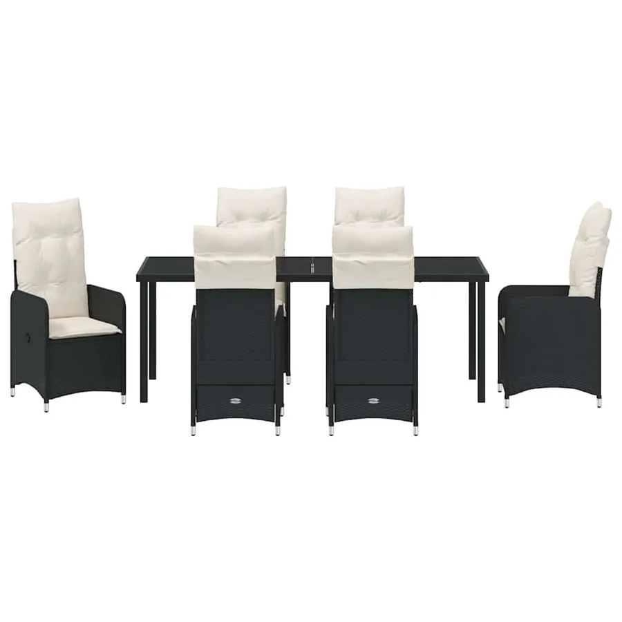 Ensemble de salle à manger pour jardin 7 pcs Noir polyrotin - 7