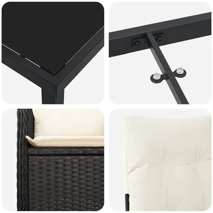 Ensemble de salle à manger pour jardin 7 pcs Noir polyrotin - 9