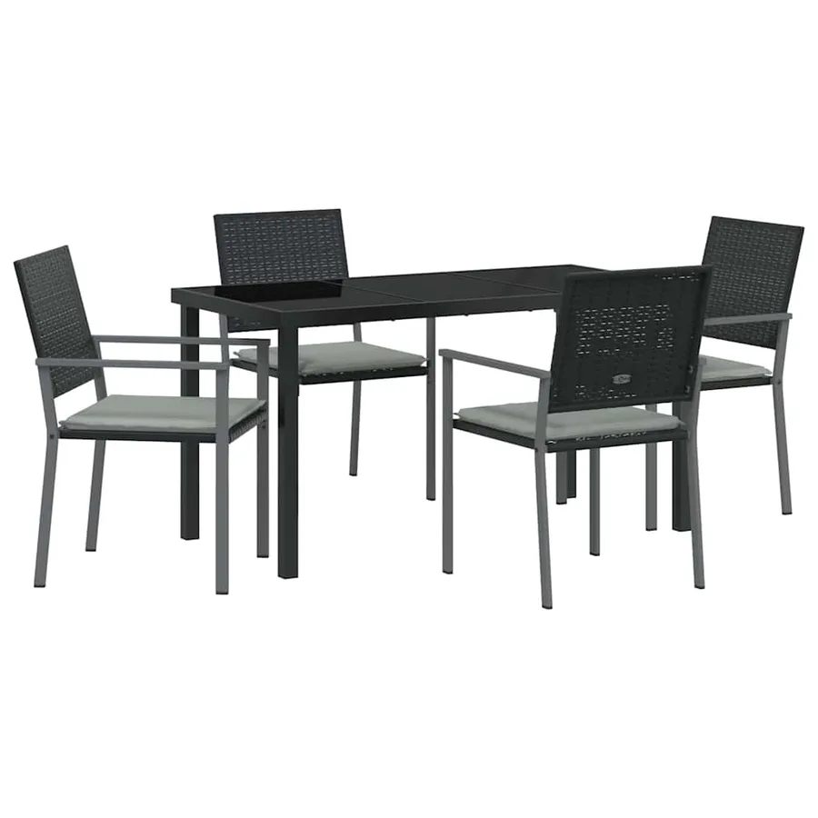 Ensemble de salle à manger pour jardin 5 pcs Noir et Gris Clair - 2