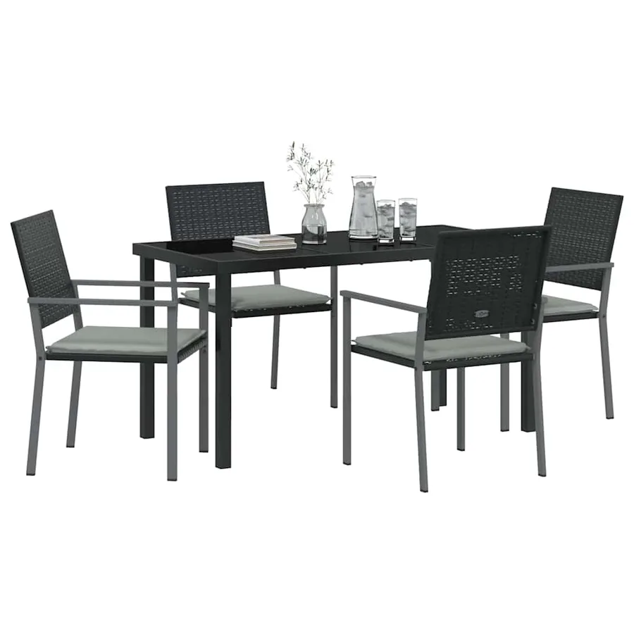 Ensemble de salle à manger pour jardin 5 pcs Noir et Gris Clair - 3