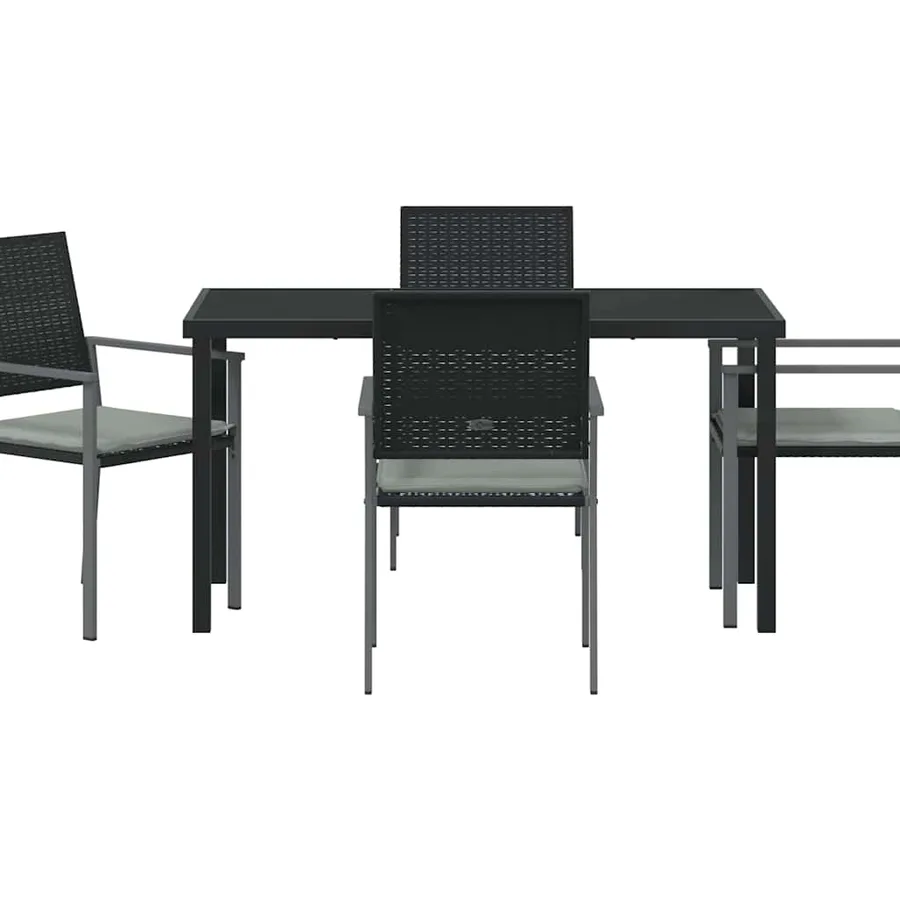Ensemble de salle à manger pour jardin 5 pcs Noir et Gris Clair - 7