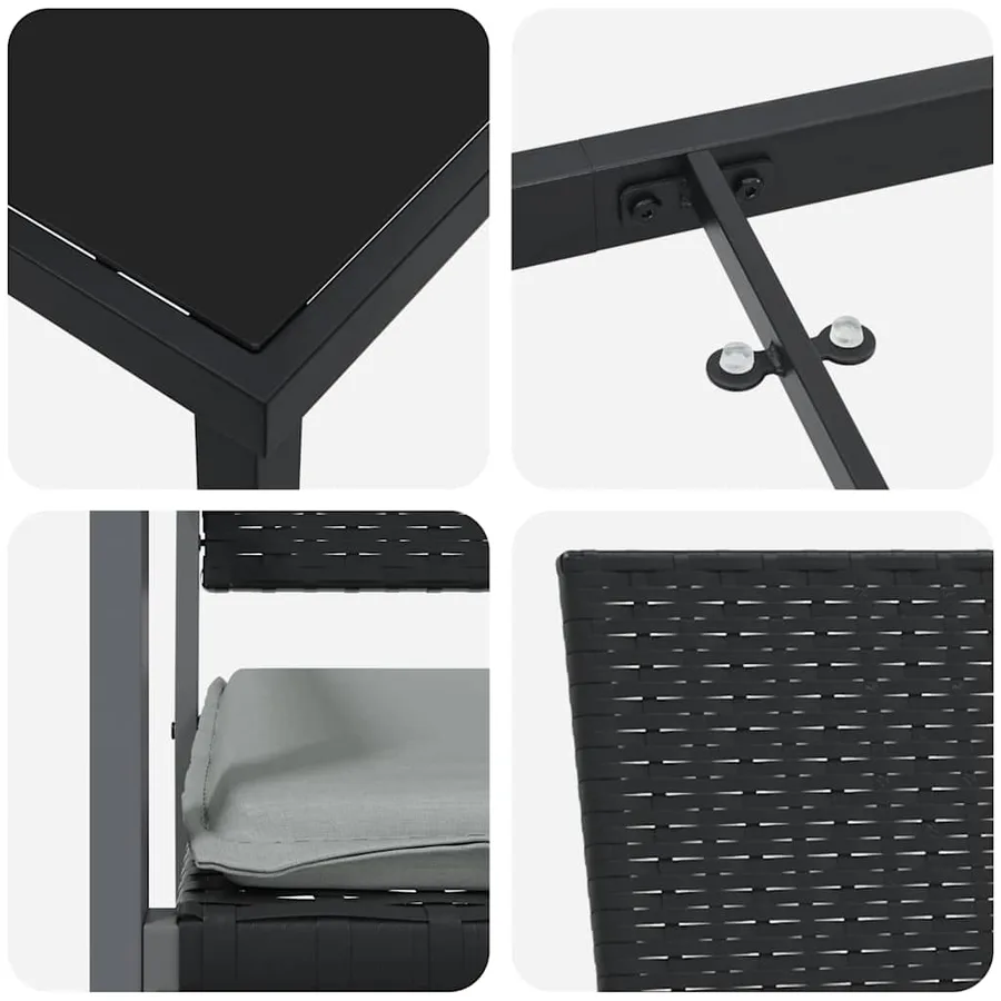 Ensemble de salle à manger pour jardin 5 pcs Noir et Gris Clair - 9