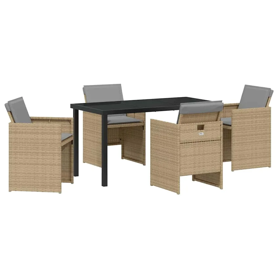 Ensemble de salle à manger pour jardin 5 pcs Beige polyrotin - 2