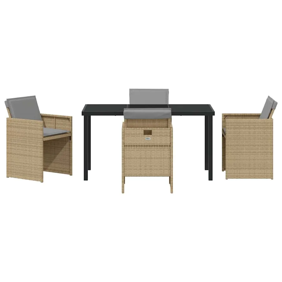 Ensemble de salle à manger pour jardin 5 pcs Beige polyrotin - 7
