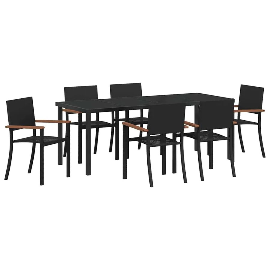 Ensemble de salle à manger pour jardin 7 pcs Noir - 2