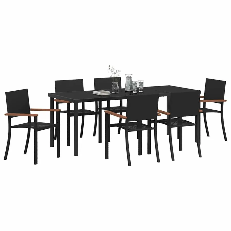 Ensemble de salle à manger pour jardin 7 pcs Noir - 3