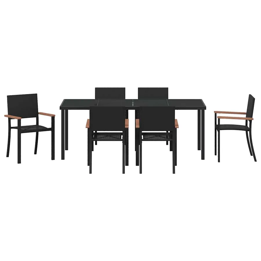 Ensemble de salle à manger pour jardin 7 pcs Noir - 7