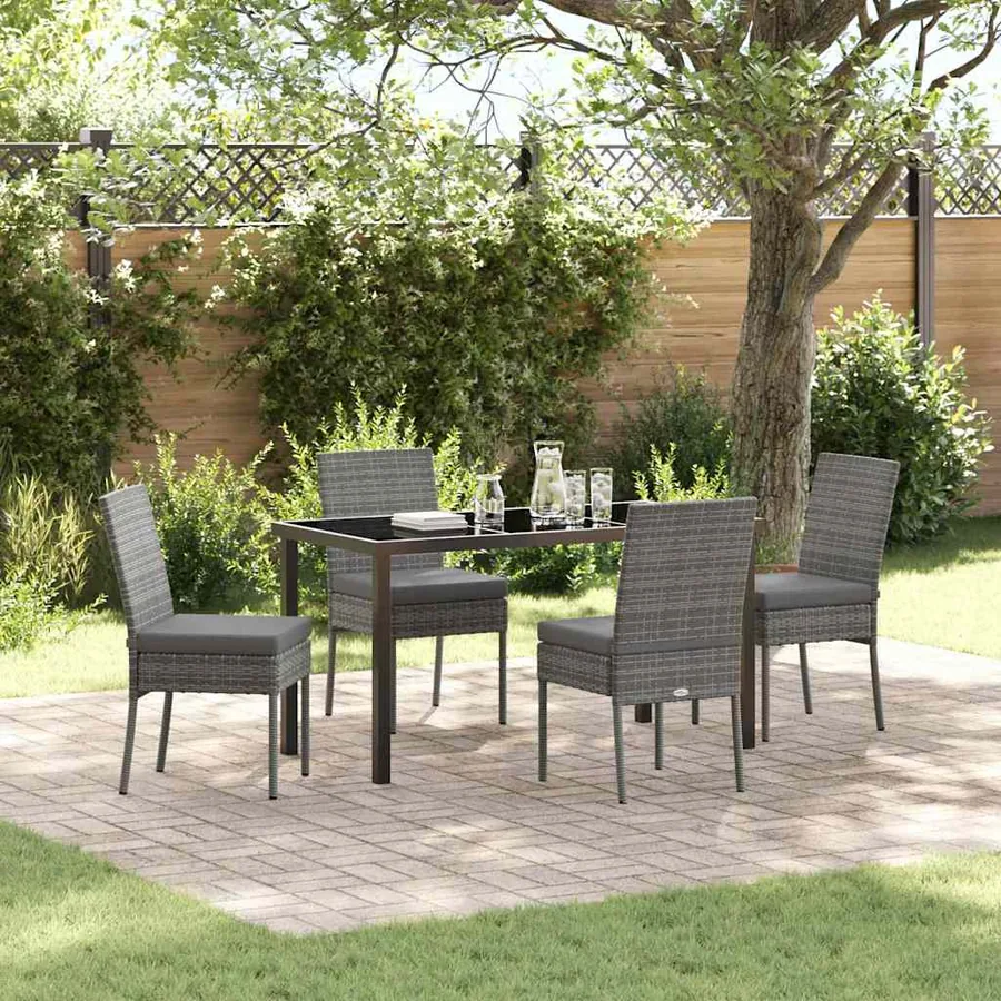 Ensemble de salle à manger pour jardin 5 pcs Gris