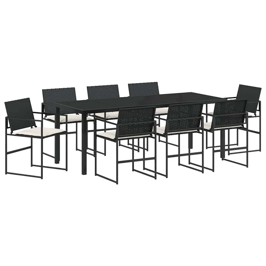 Ensemble de salle à manger pour jardin 9 pcs Noir et Crème - 2
