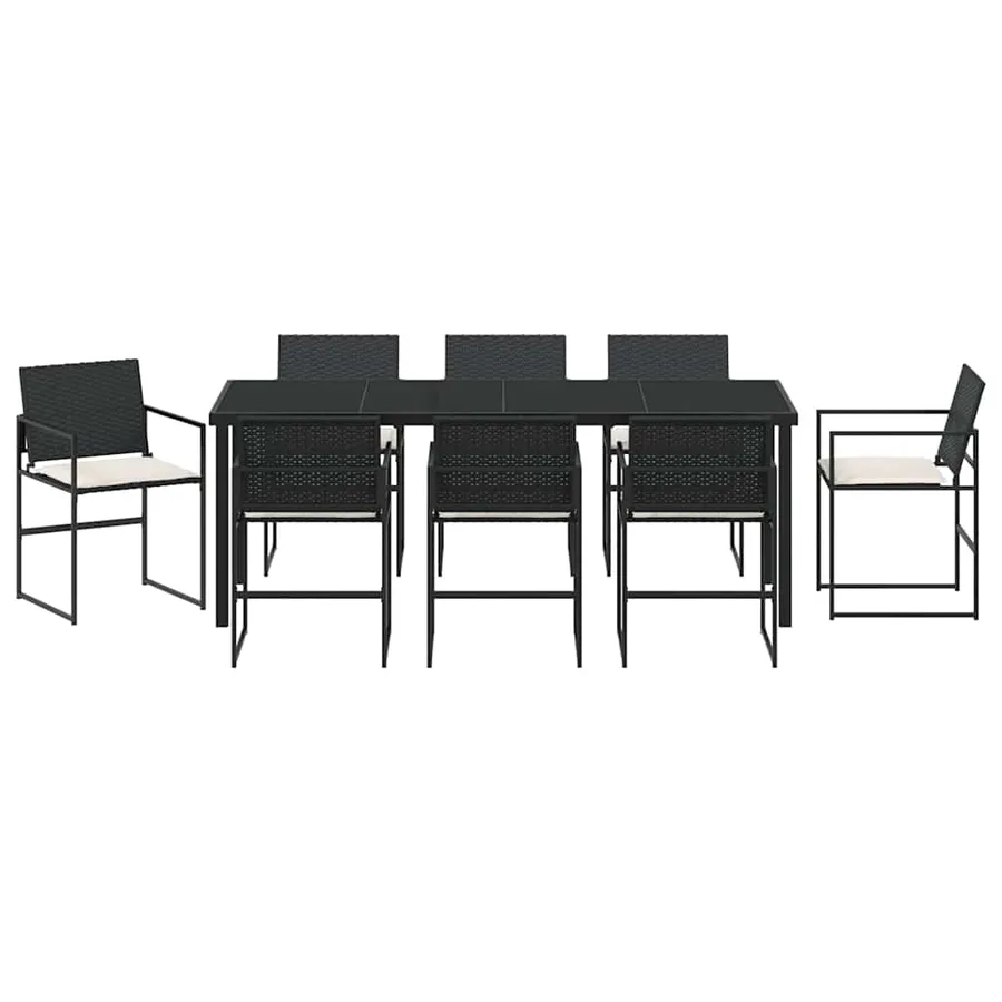Ensemble de salle à manger pour jardin 9 pcs Noir et Crème - 7