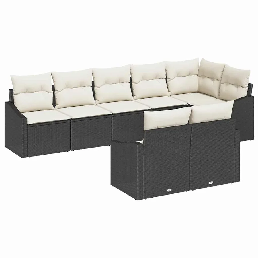 Ensemble de Canapés avec coussin 8 pcs Noir polyrotin - 2