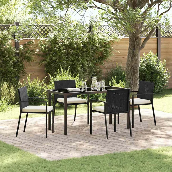 Ensemble de salle à manger pour jardin 5 pcs Noir