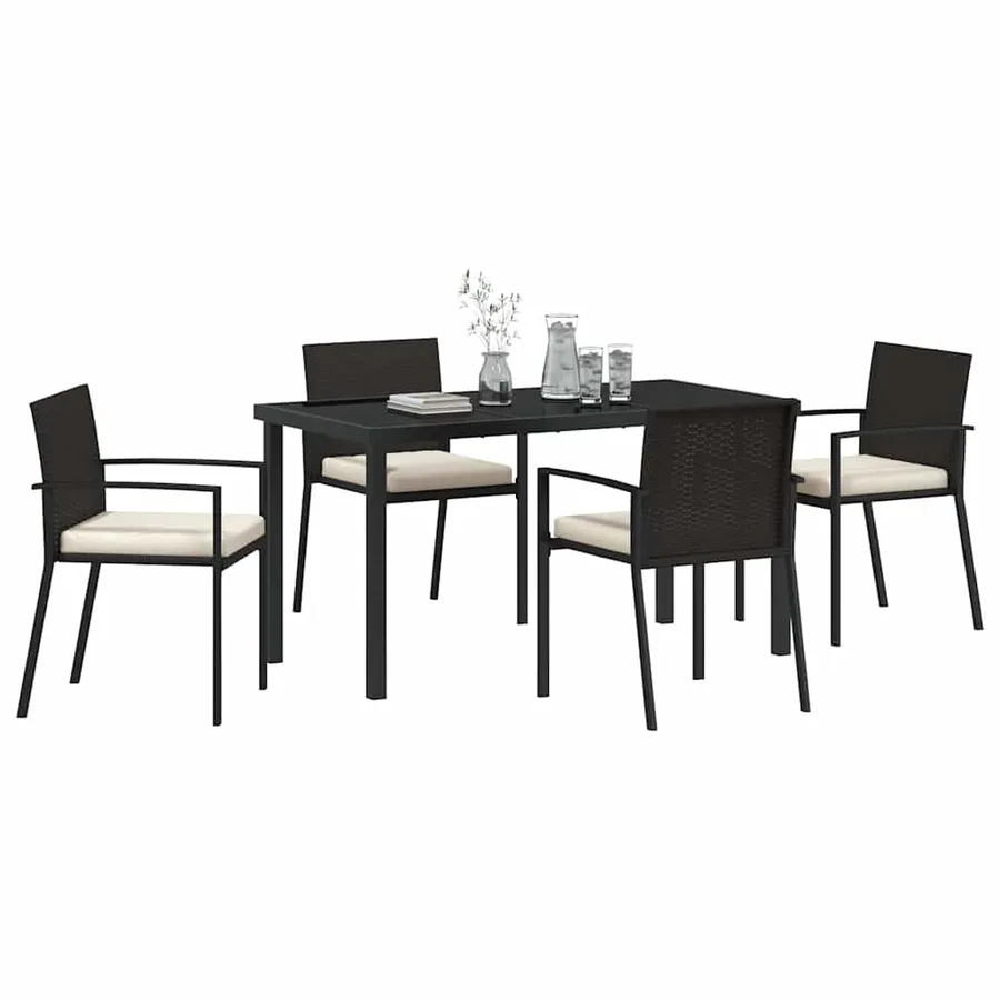 Ensemble de salle à manger pour jardin 5 pcs Noir - 3