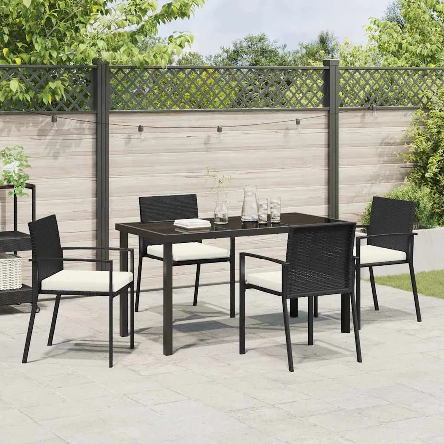 Ensemble de salle à manger pour jardin 5 pcs Noir - 4