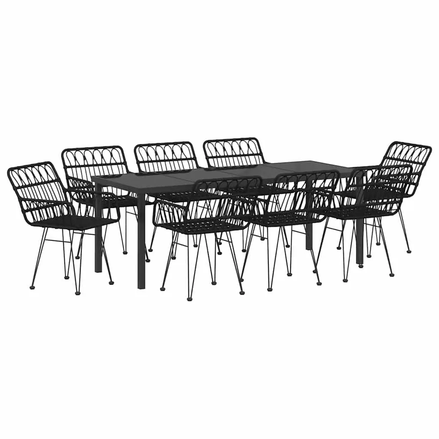 Ensemble de salle à manger pour jardin 9 pcs Noir - 2