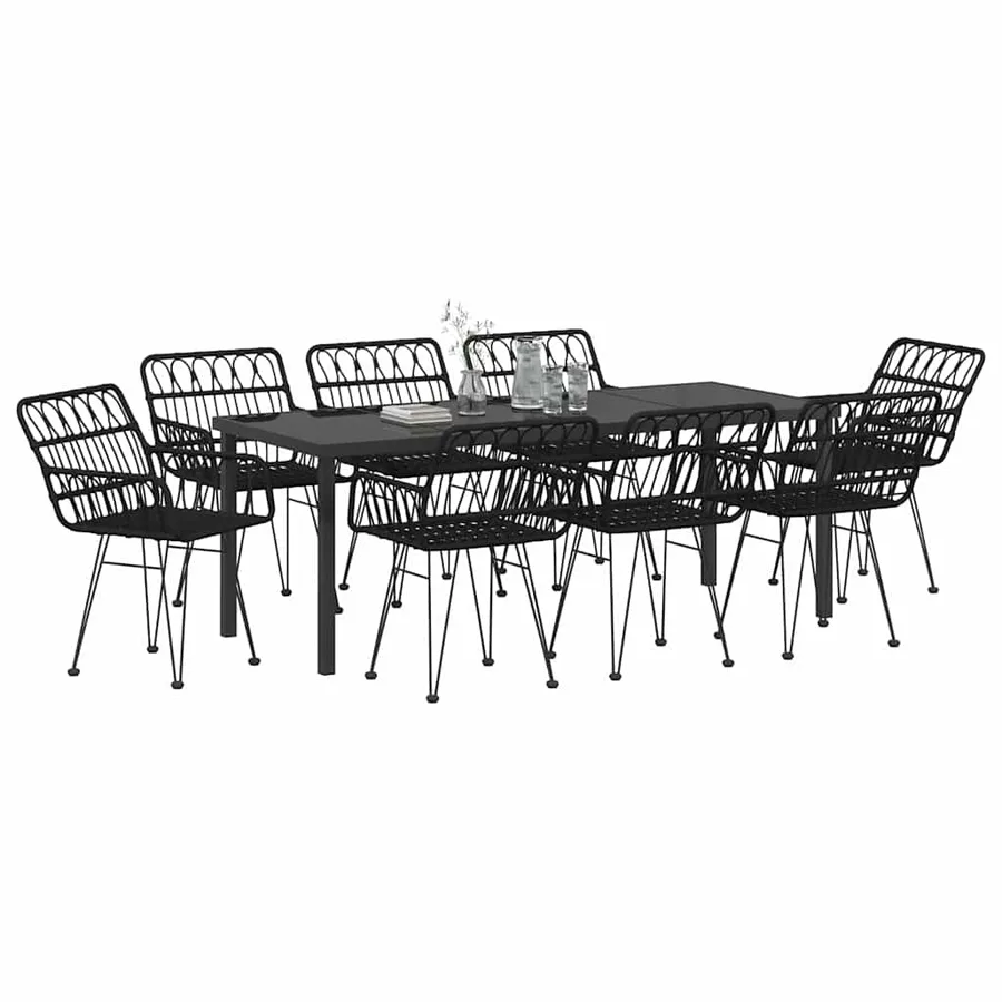 Ensemble de salle à manger pour jardin 9 pcs Noir - 3