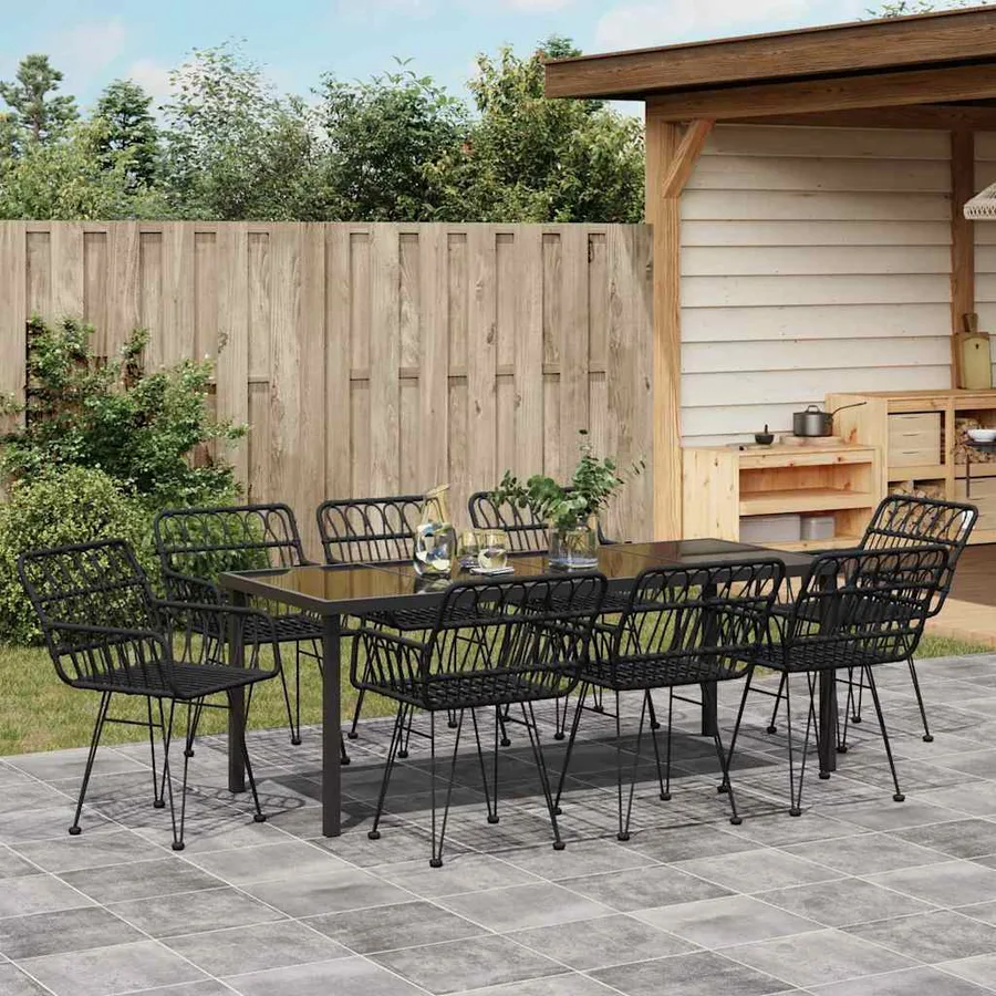 Ensemble de salle à manger pour jardin 9 pcs Noir - 4