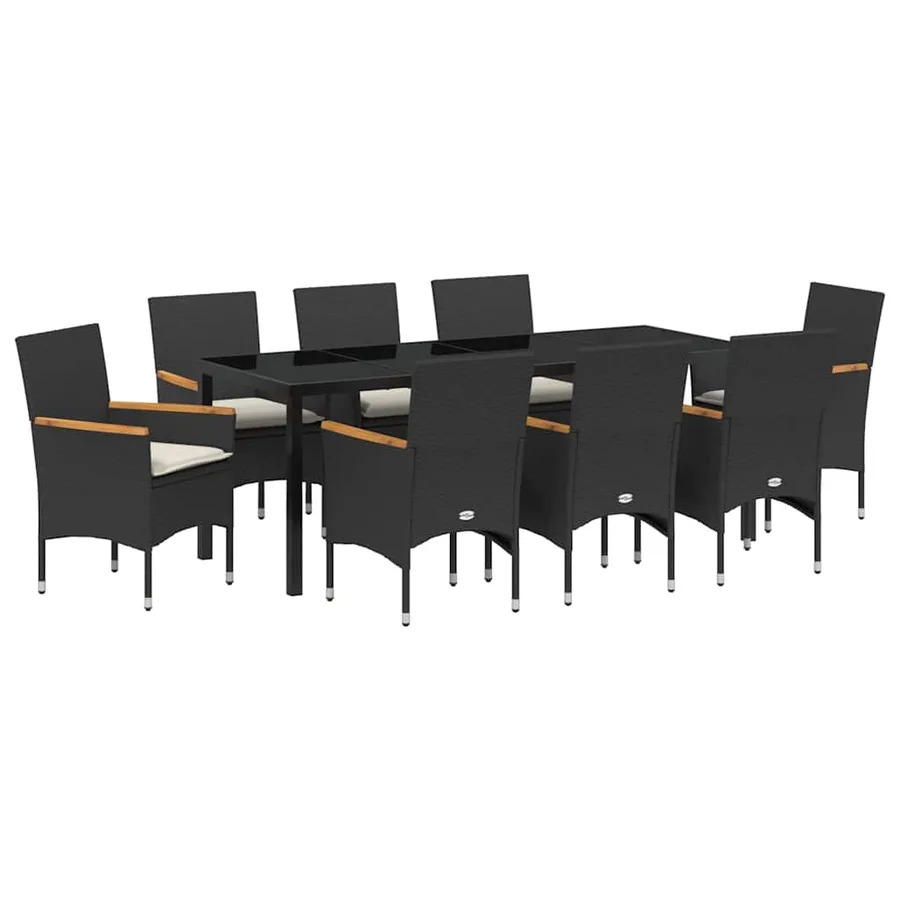 Ensemble de salle à manger pour jardin 9 pcs Noir polyrotin - 2