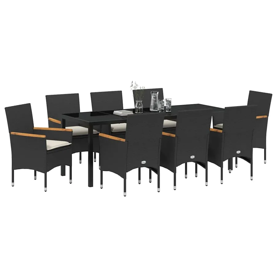 Ensemble de salle à manger pour jardin 9 pcs Noir polyrotin - 3