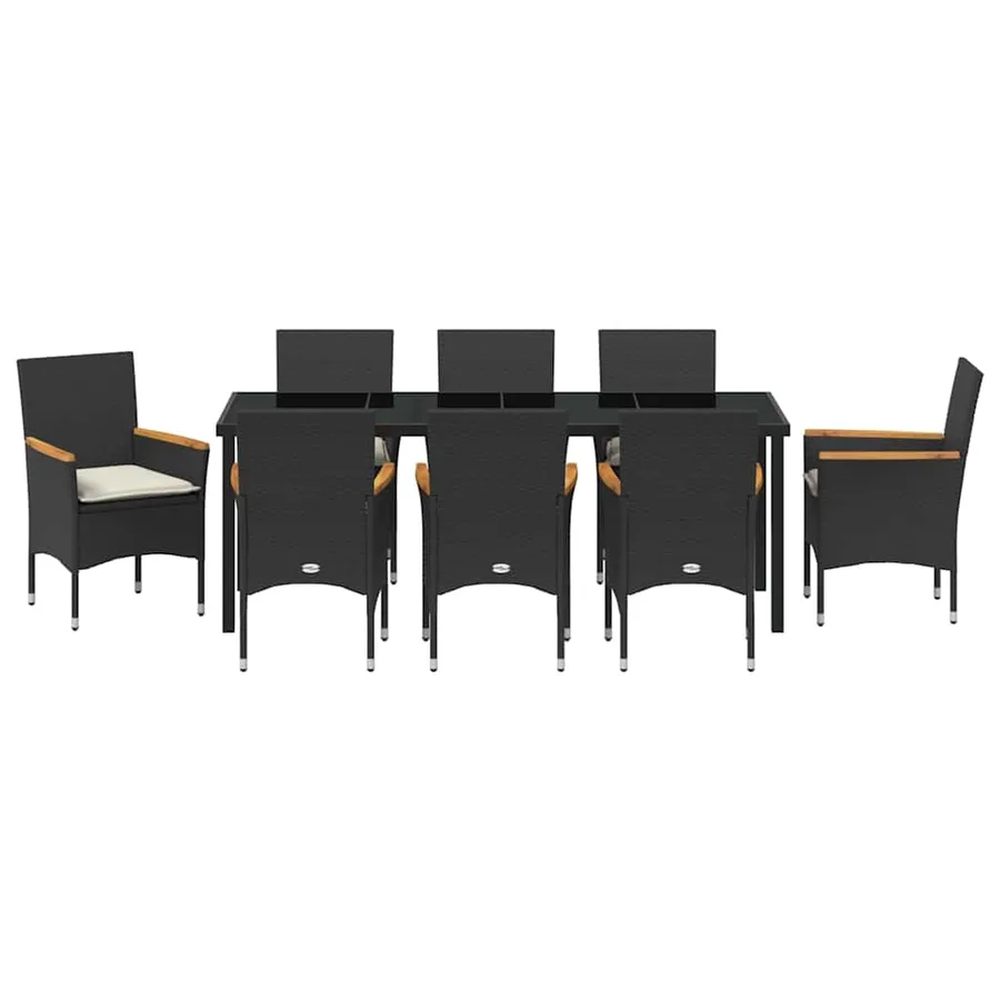 Ensemble de salle à manger pour jardin 9 pcs Noir polyrotin - 7