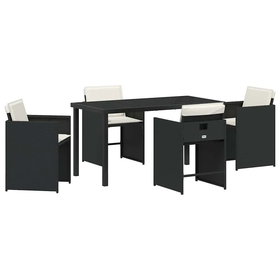 Ensemble de salle à manger pour jardin 5 pcs Noir polyrotin - 2