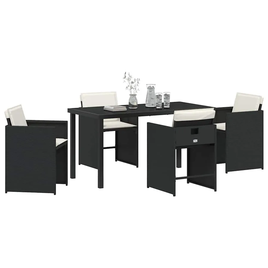 Ensemble de salle à manger pour jardin 5 pcs Noir polyrotin - 3
