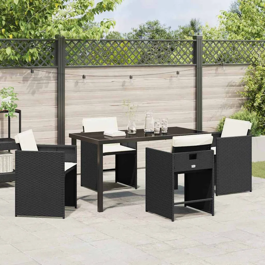 Ensemble de salle à manger pour jardin 5 pcs Noir polyrotin - 4