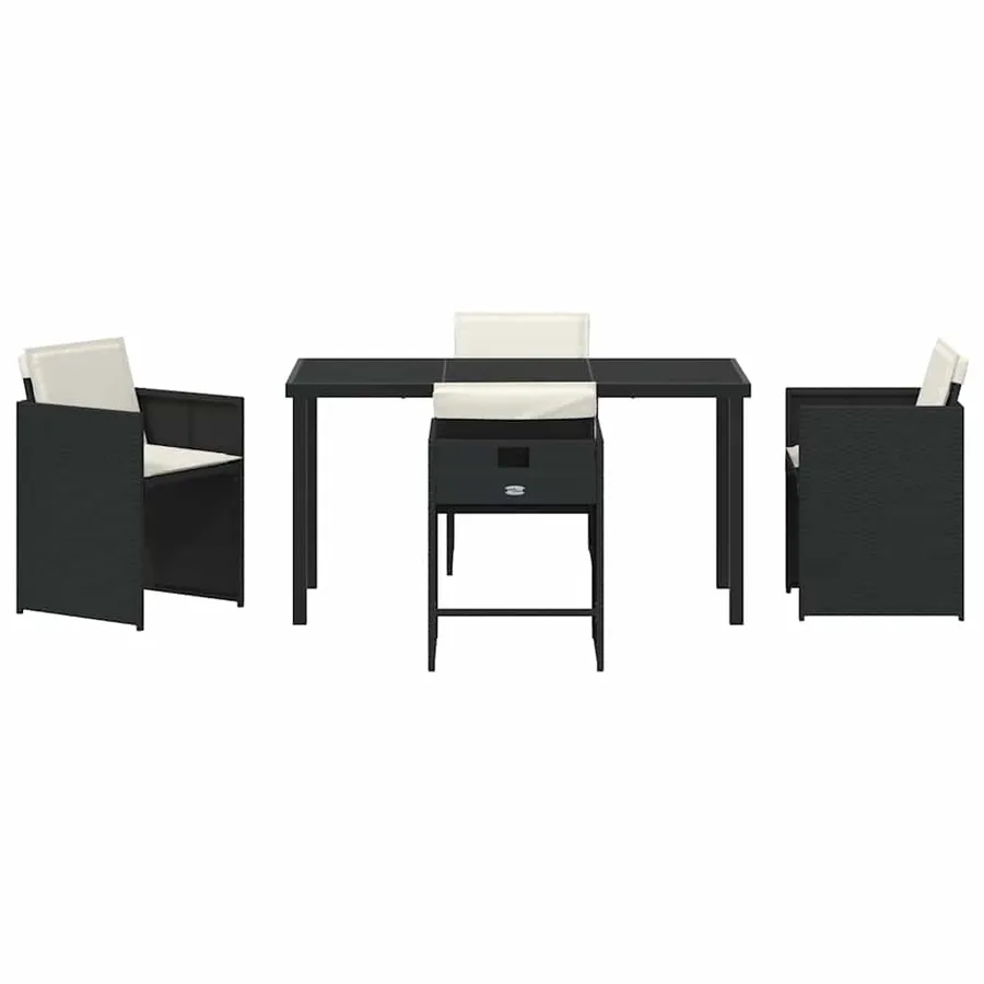 Ensemble de salle à manger pour jardin 5 pcs Noir polyrotin - 7