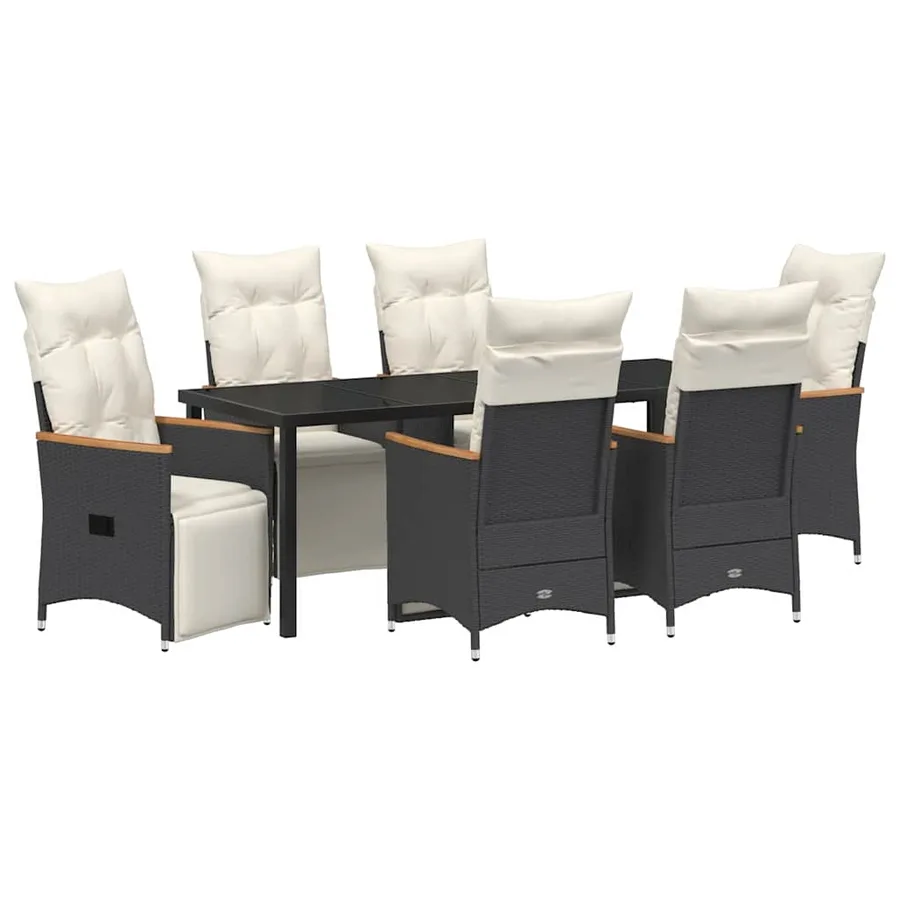 Ensemble de salle à manger pour jardin 7 pcs Noir polyrotin - 2