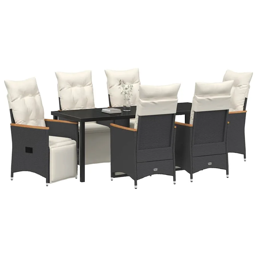 Ensemble de salle à manger pour jardin 7 pcs Noir polyrotin - 3